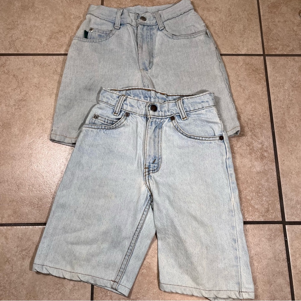 Vintage Kids Girls Levi’s & Lee Bundle Long Denim Jean‎ Shorts High Waist